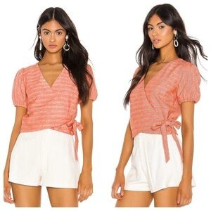 Line & Dot New! Revolve Zoe Linen Blend Wrap Top